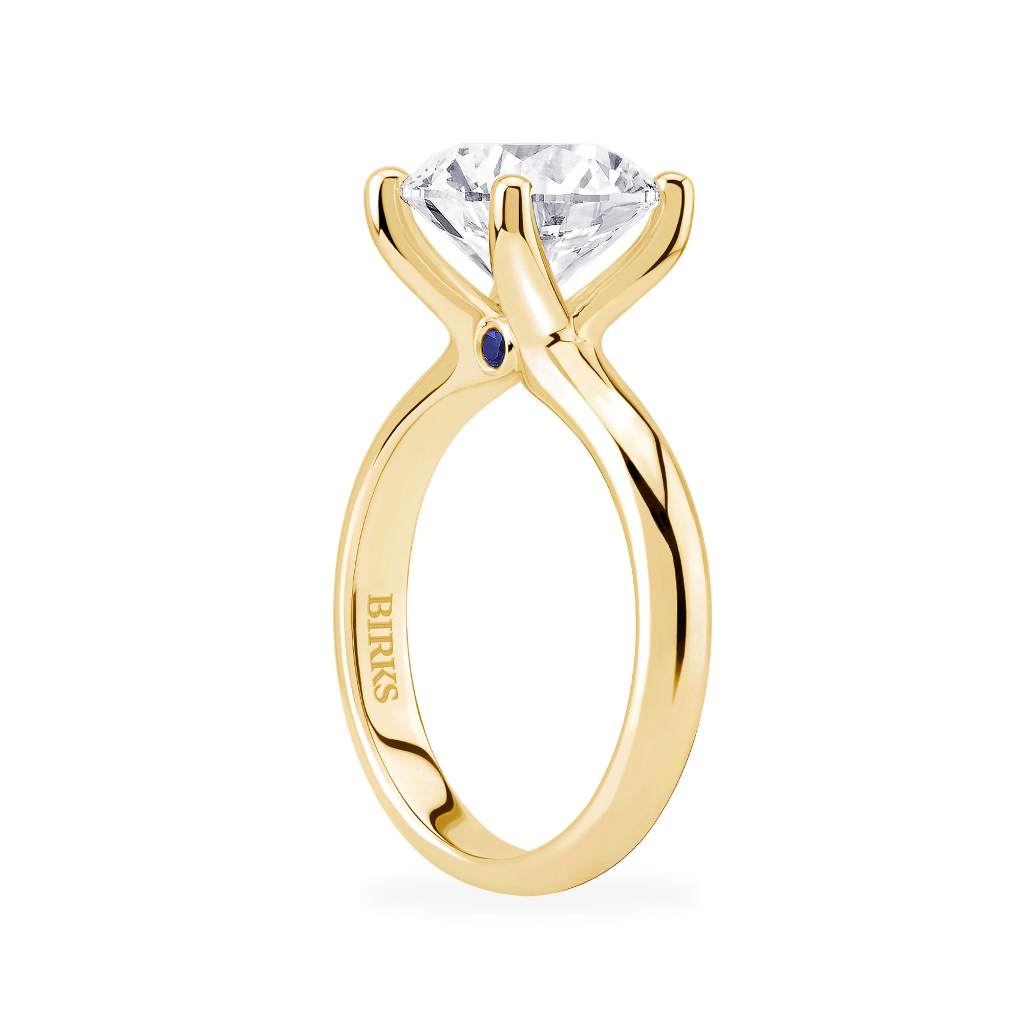 Yellow Gold Diamond Solitaire Engagement Ring with Sapphire